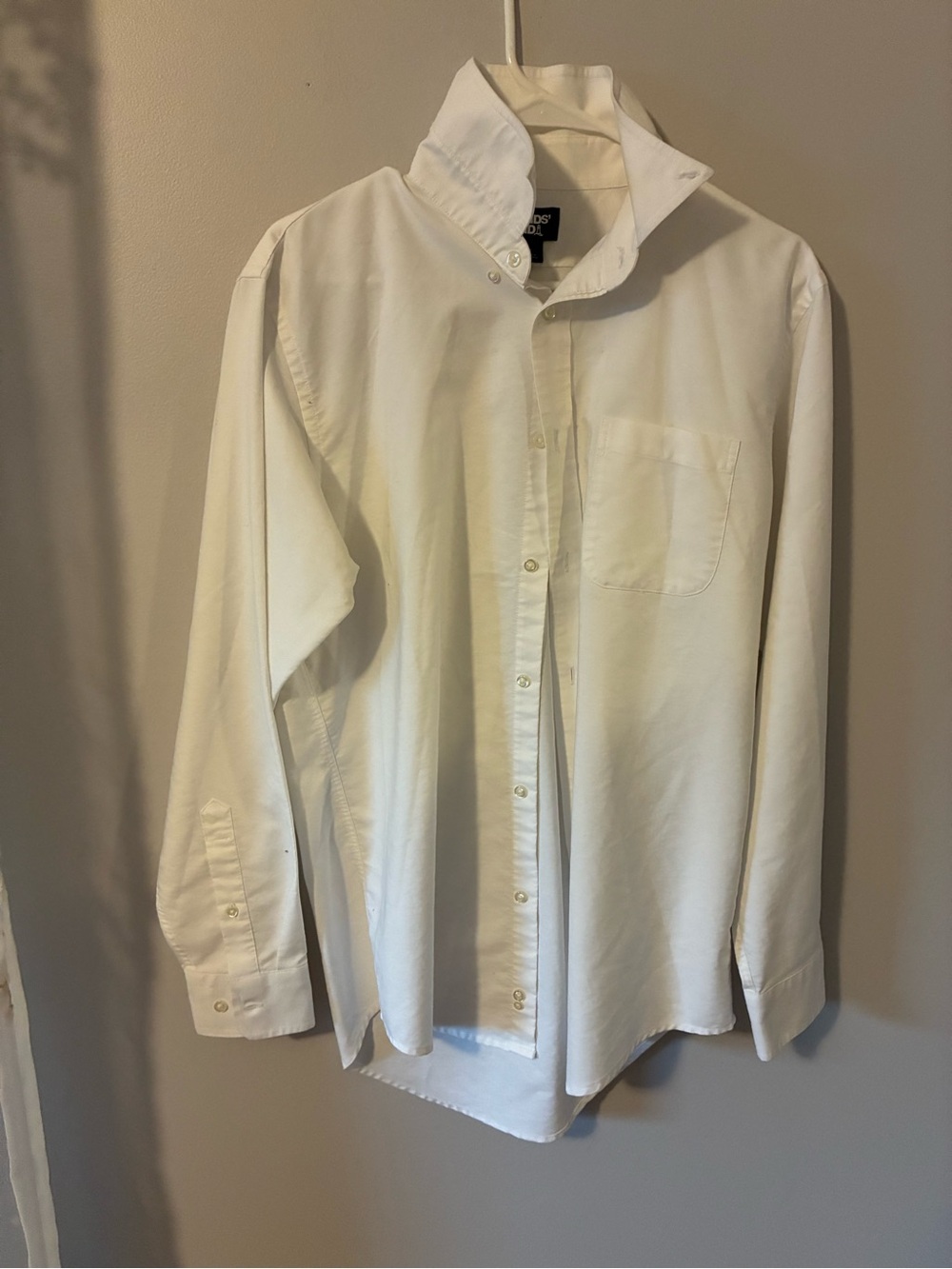 Lands End men’s uniform Classic White Button-Up Shirt size M